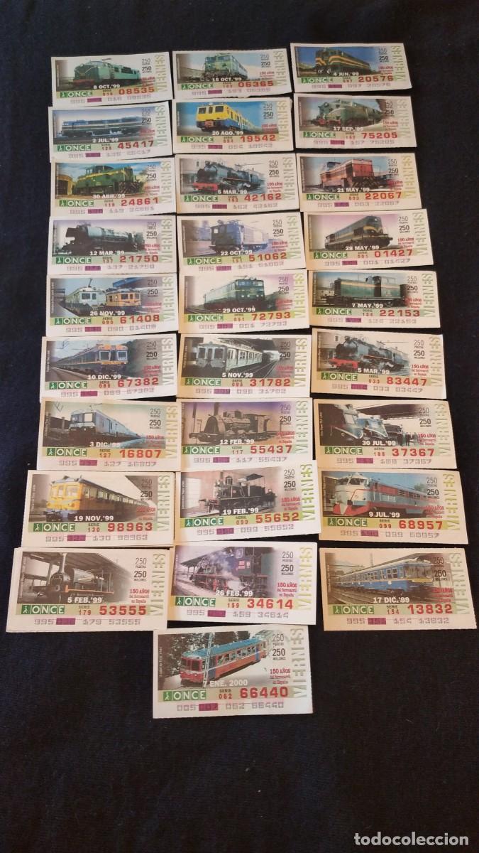 Cupones ONCE: Lote de decimos de la once - ser&iacute;e trenes. - Foto 1