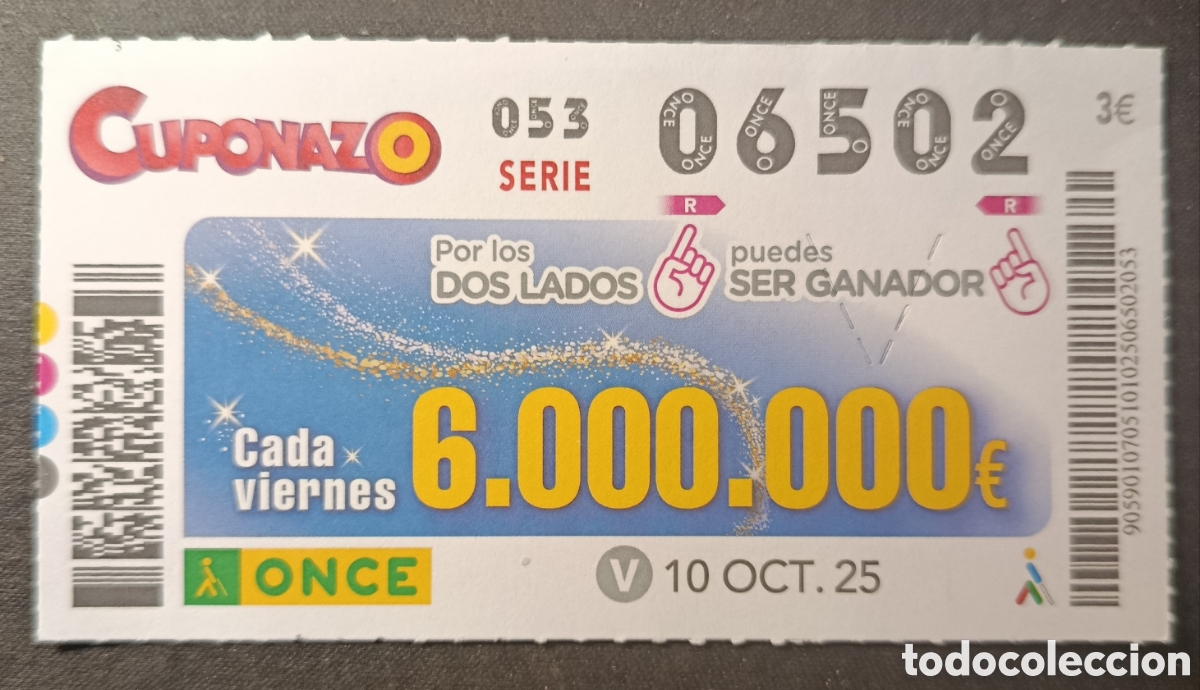 Cupones ONCE: N&deg; 06502 (10/OCTUBRE/2025) - Foto 1