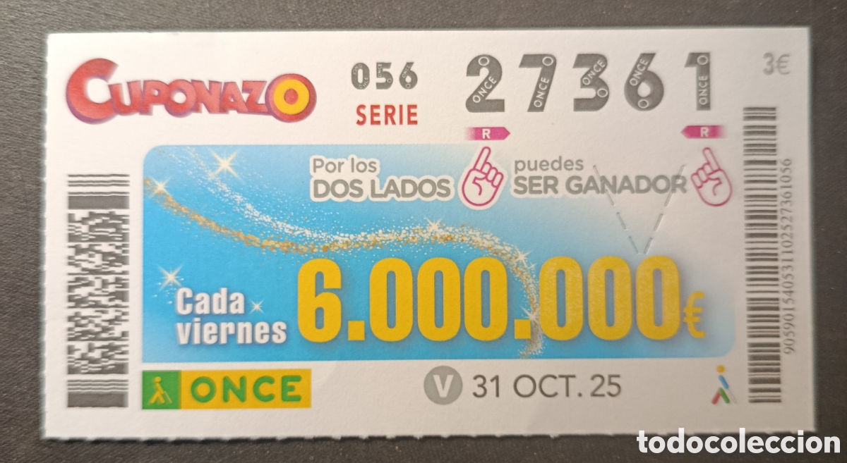 Cupones ONCE: N&deg; 27361 (31/OCTUBRE/2025) - Foto 1