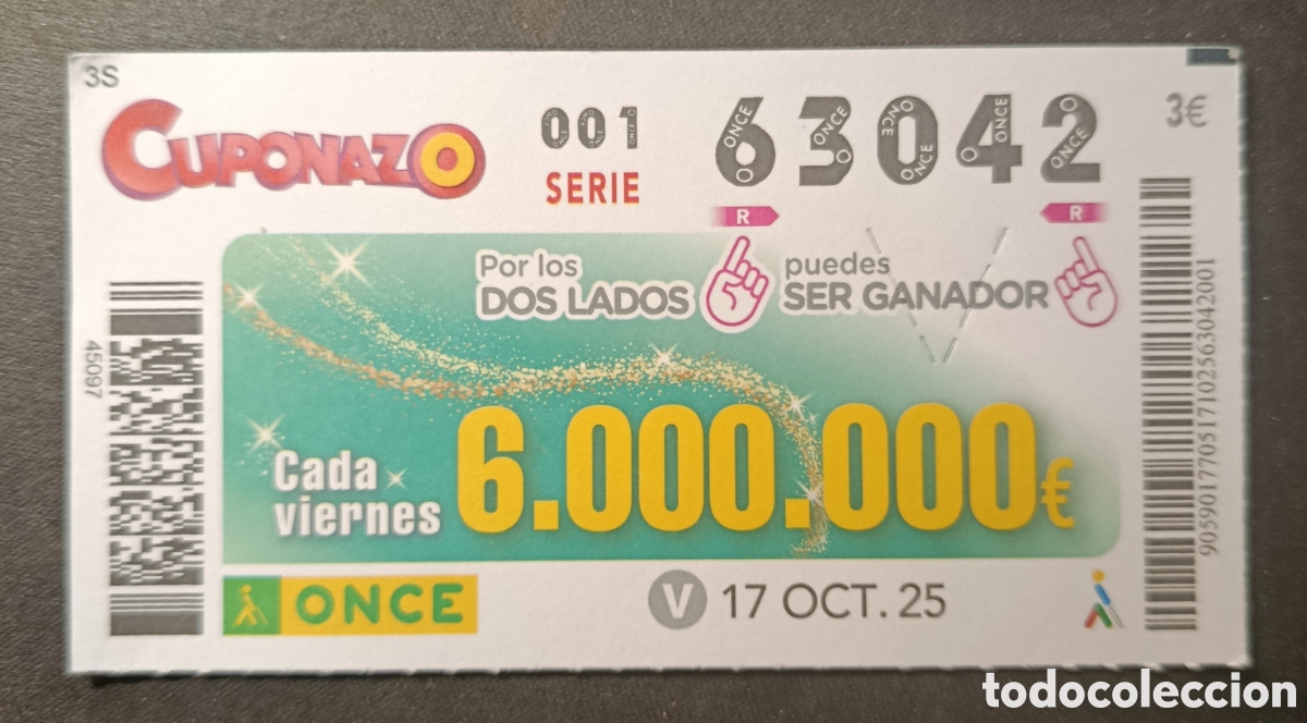 Cupones ONCE: N&deg; 63042 (17/OCTUBRE/2025) - Foto 1