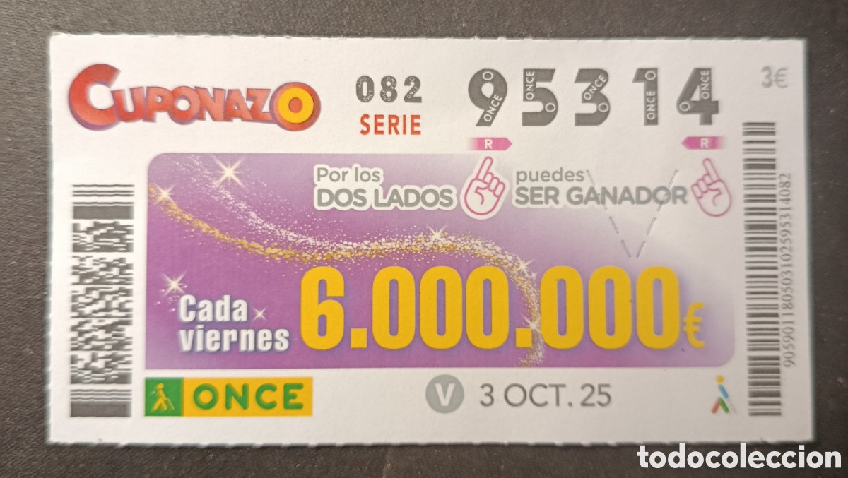 Cupones ONCE: N&deg; 95314 (3/OCTUBRE/2025) - Foto 1