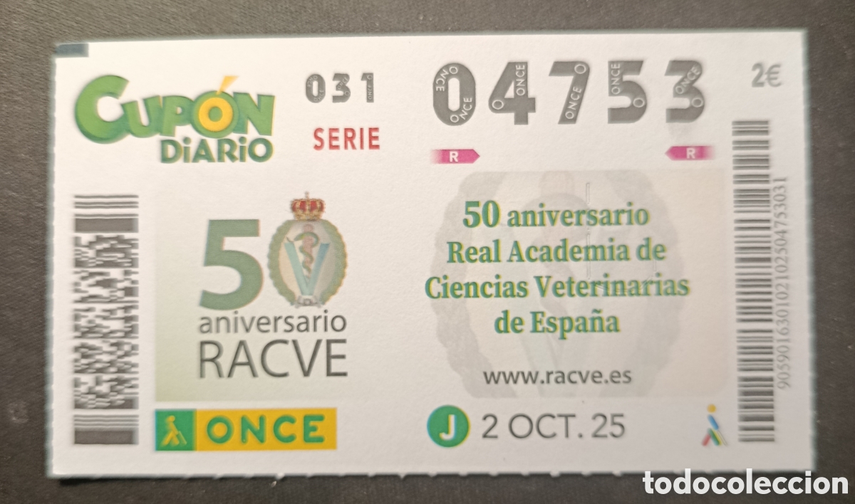 Cupones ONCE: N&deg; 04753 (2/OCTUBRE/2025) - Foto 1