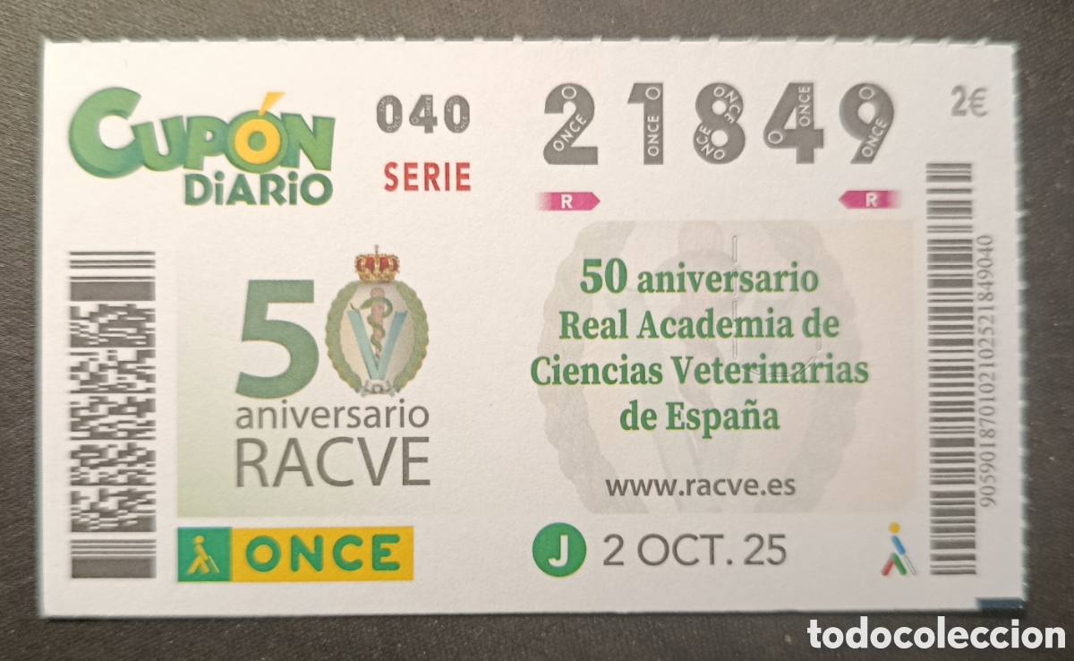 Cupones ONCE: N&deg; 21849 (2/OCTUBRE/2025) - Foto 1