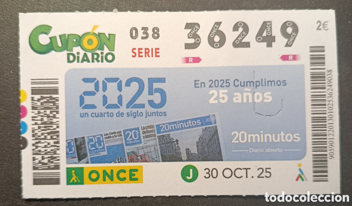 Cupones ONCE: N&deg; 36249 (30/OCTUBRE/2025) - Foto 1