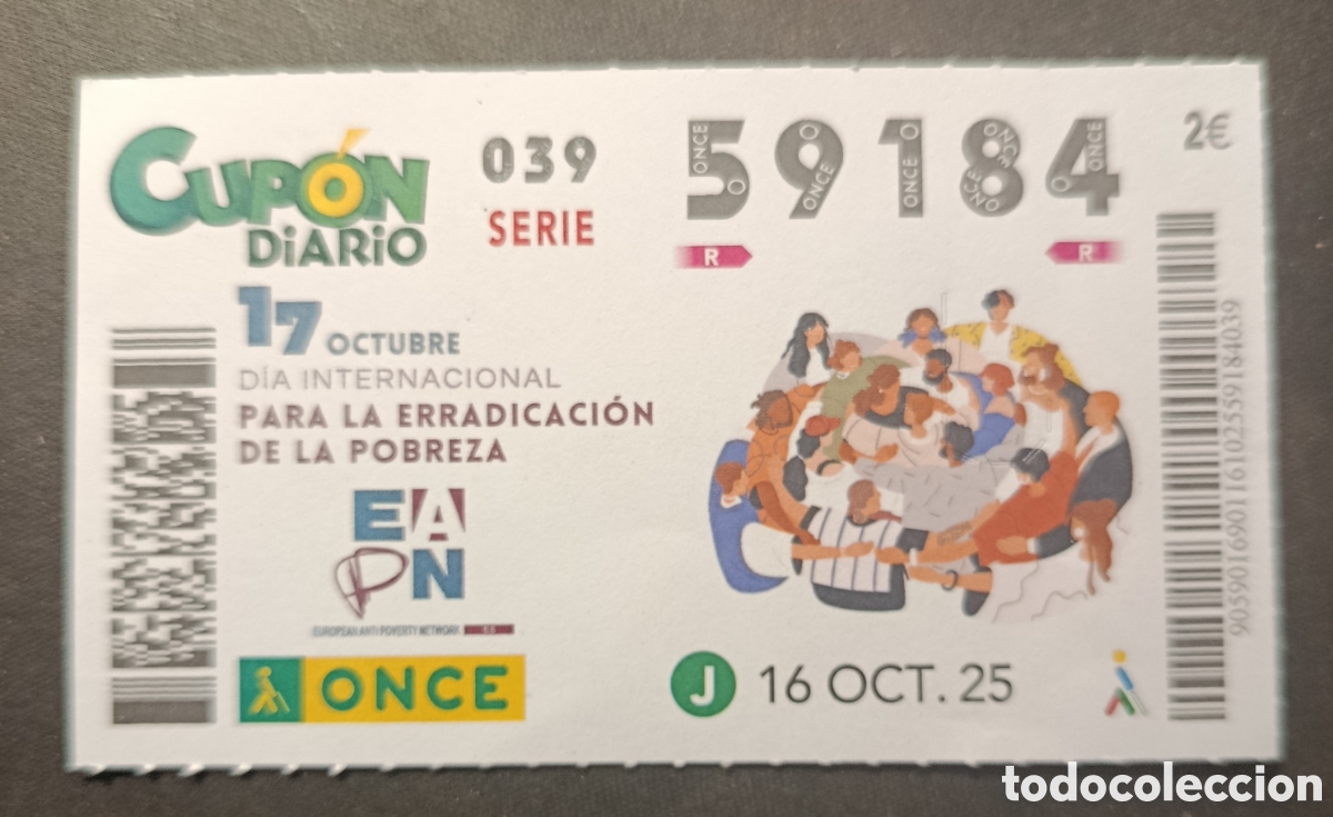 Cupones ONCE: N&deg; 59184 (16/OCTUBRE/2025) - Foto 1