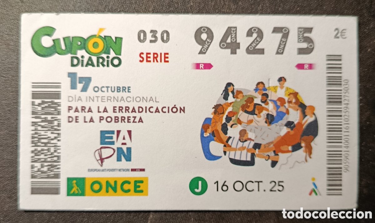 Cupones ONCE: N&deg; 94274 (16/OCTUBRE/2025) - Foto 1