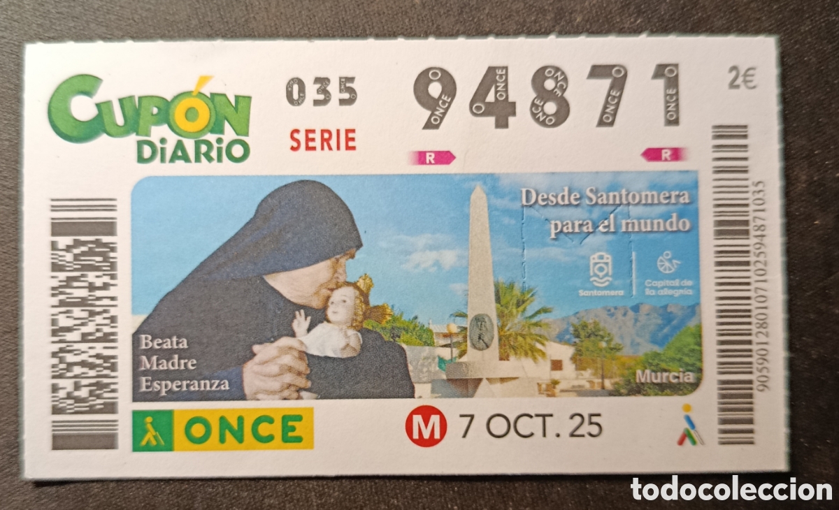 Cupones ONCE: N&deg; 94871 (7/OCTUBRE/2025)-MURCIA - Foto 1