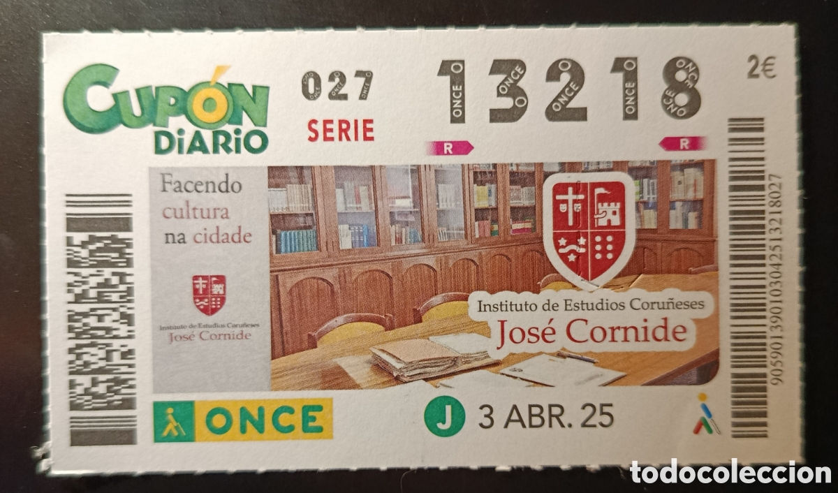 Cupones ONCE: N&deg; 13218 (3/ABRIL/2025)-LA CORU&Ntilde;A - Foto 1