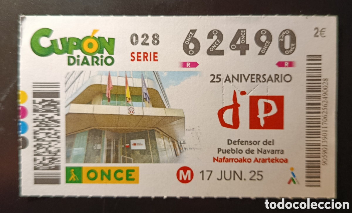 Cupones ONCE: N&deg; 62490 (17/JUNIO/2025)-NAVARRA - Foto 1