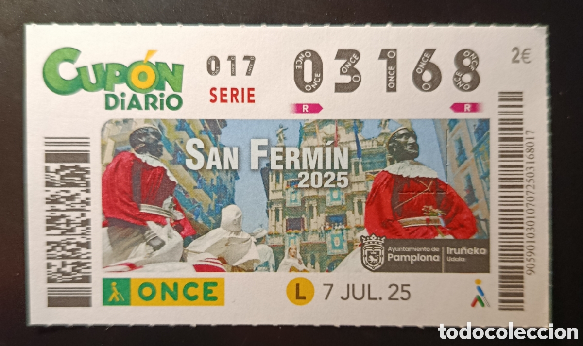 Cupones ONCE: N&deg; 03168 (7/JULIO/2025)-NAVARRA - Foto 1