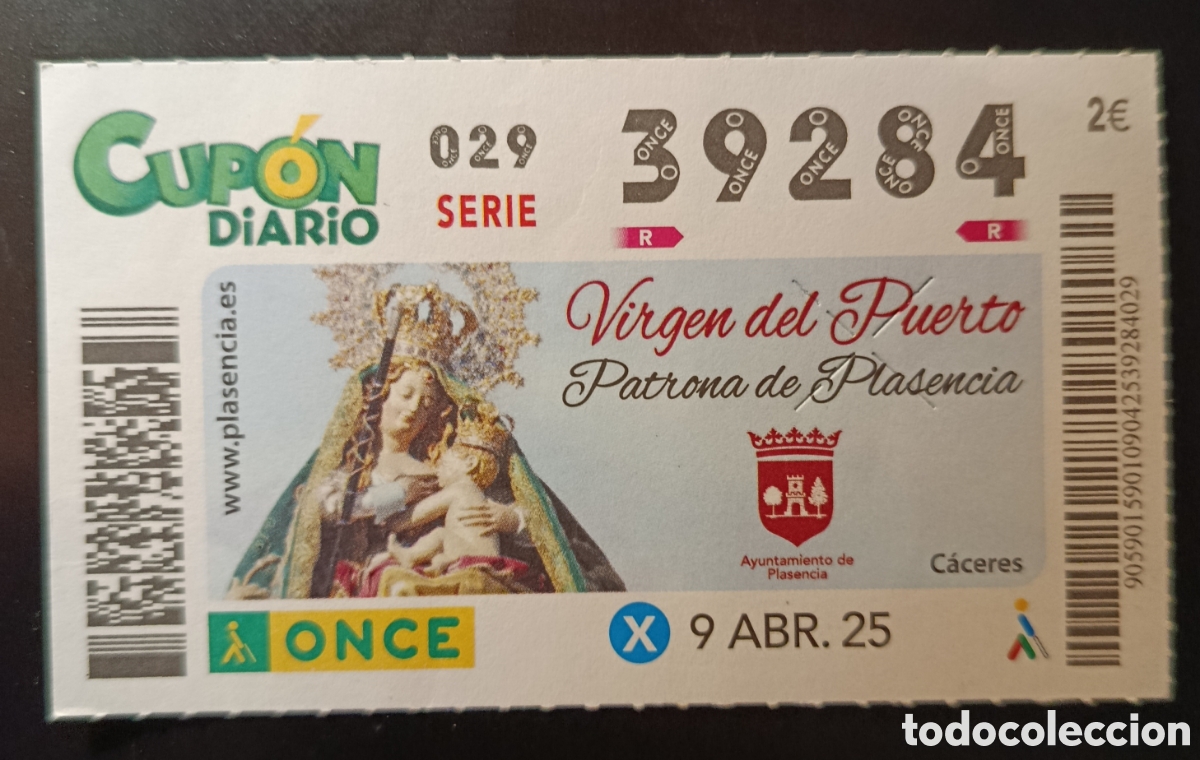 Cupones ONCE: N&deg; 39284 (9/ABRIL/2025)-C&Aacute;CERES - Foto 1