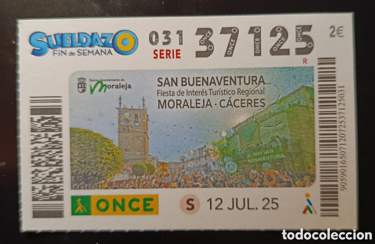 Cupones ONCE: N&deg; 37125 (12/JULIO/2025)-C&Aacute;CERES - Foto 1