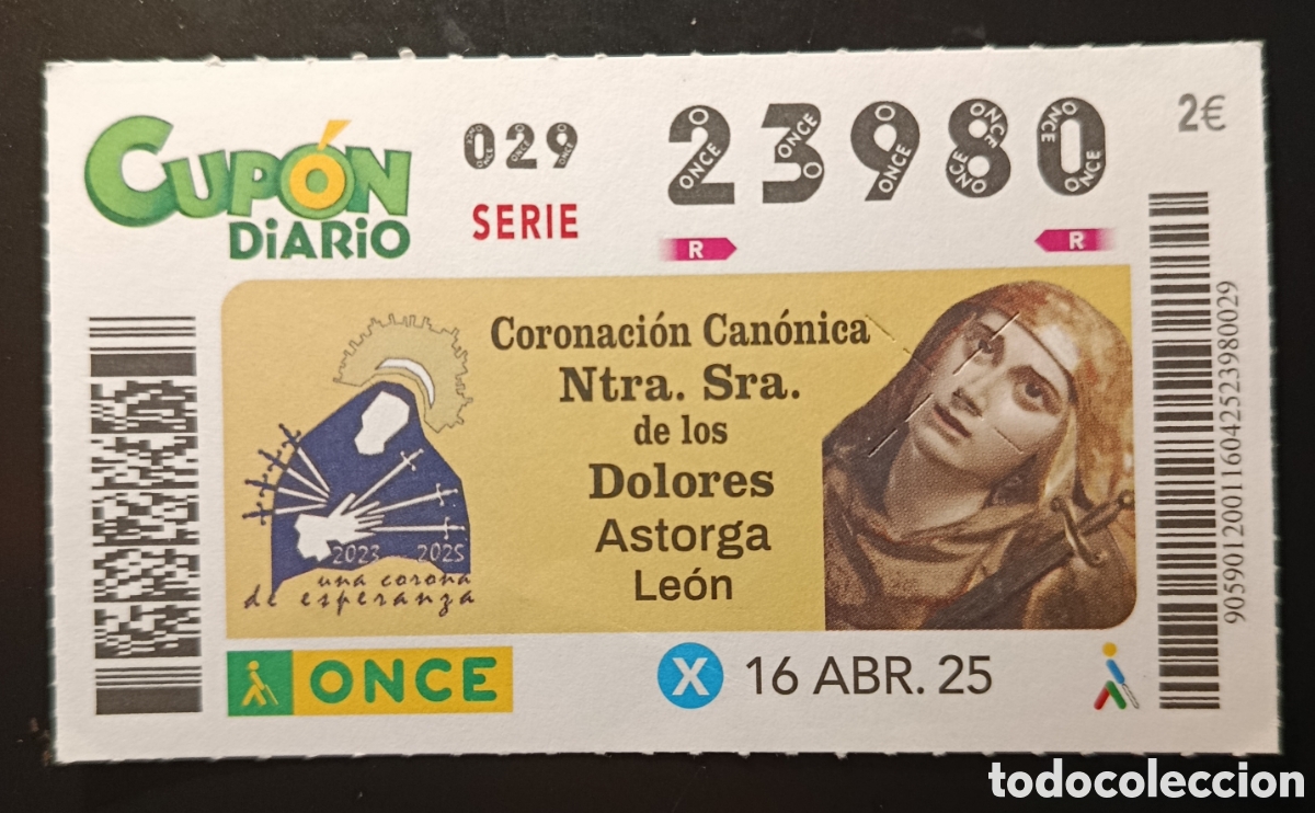 Cupones ONCE: N&deg; 23980 (16/ABRIL/2025)-LE&Oacute;N - Foto 1