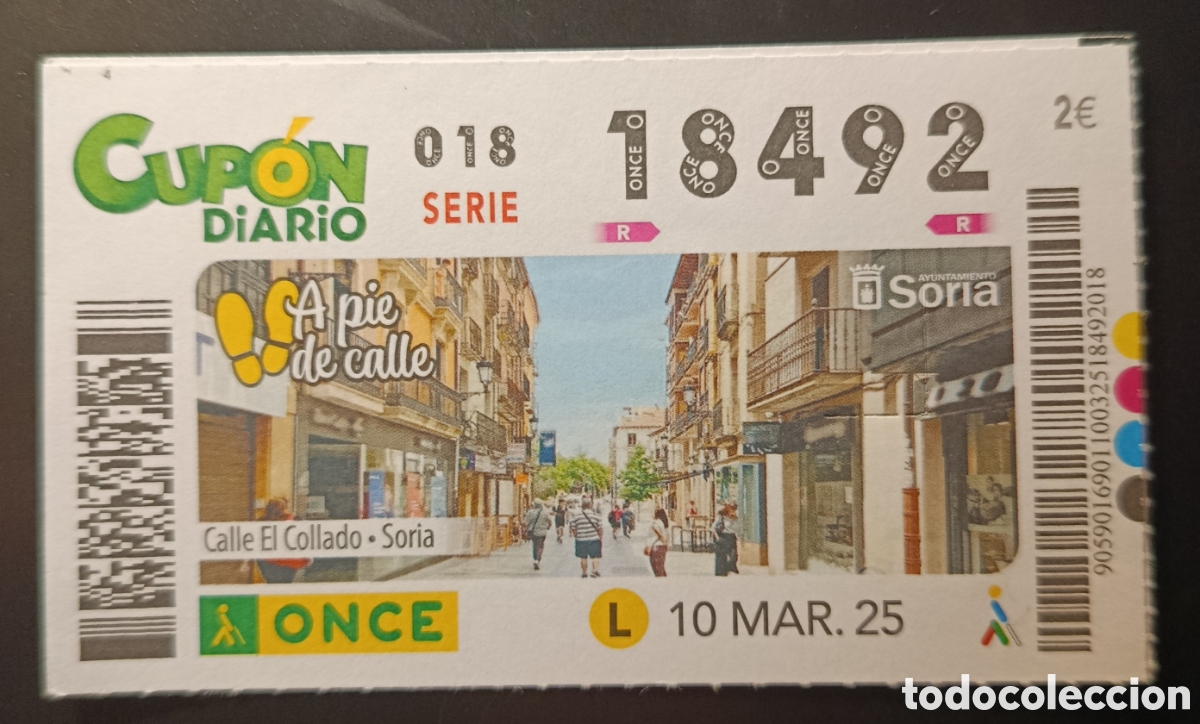 Cupones ONCE: N&deg; 18492 (10/MARZO/2025)-SORIA - Foto 1