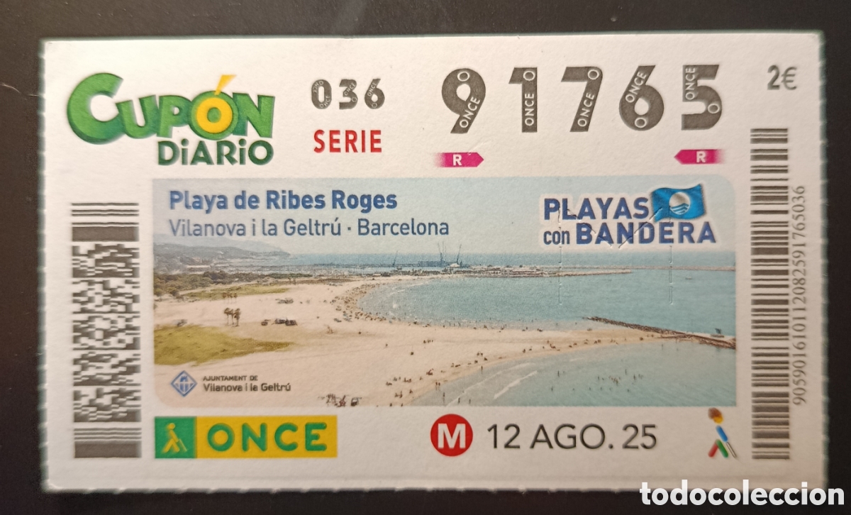 Cupones ONCE: N&deg; 91765 (12/AGOSTO/2025)-BARCELONA - Foto 1