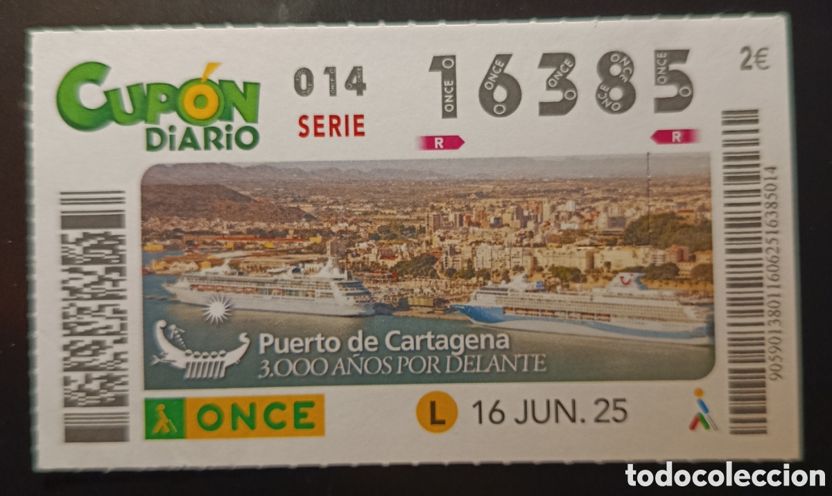 Cupones ONCE: N&deg; 16385 (16/JUNIO/2025)-MURCIA - Foto 1