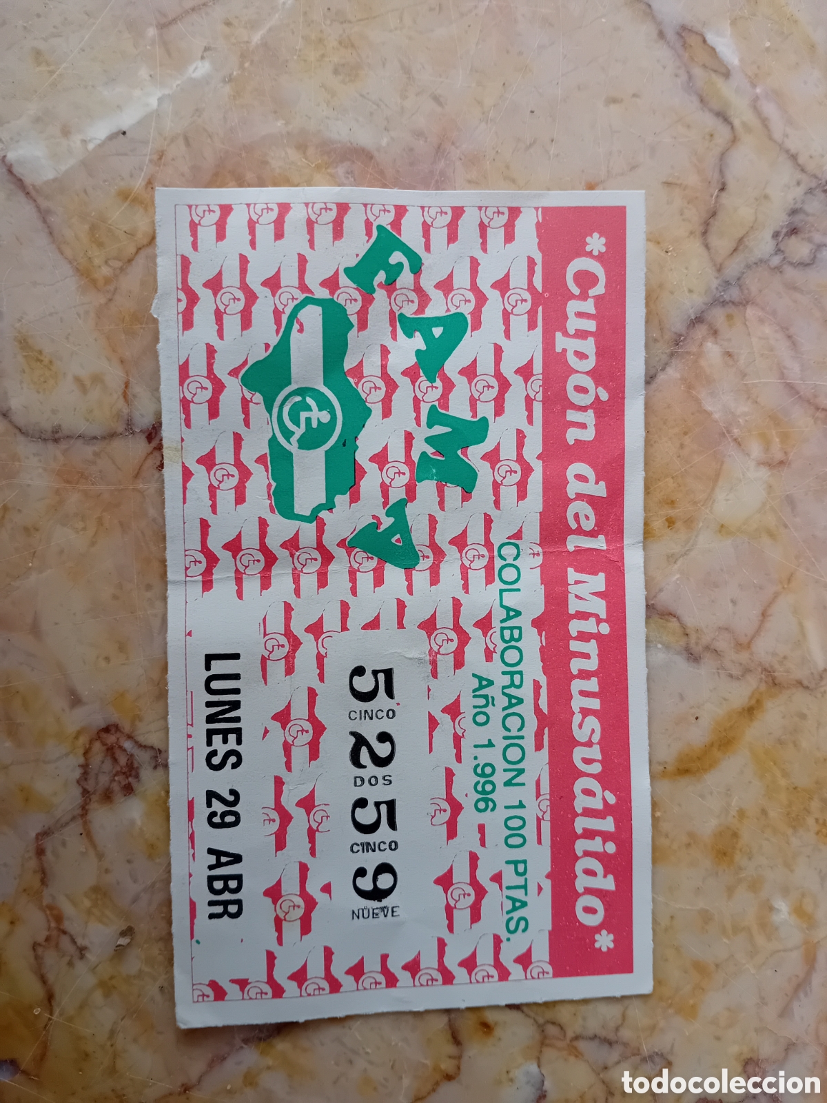 Cupones ONCE: Cup&oacute;n del Minusv&aacute;lido 1996 - Foto 2
