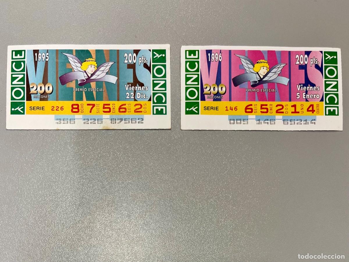 Cupones ONCE: Dos cupones 1995 y 1996 viernes Premio Especial - Foto 1