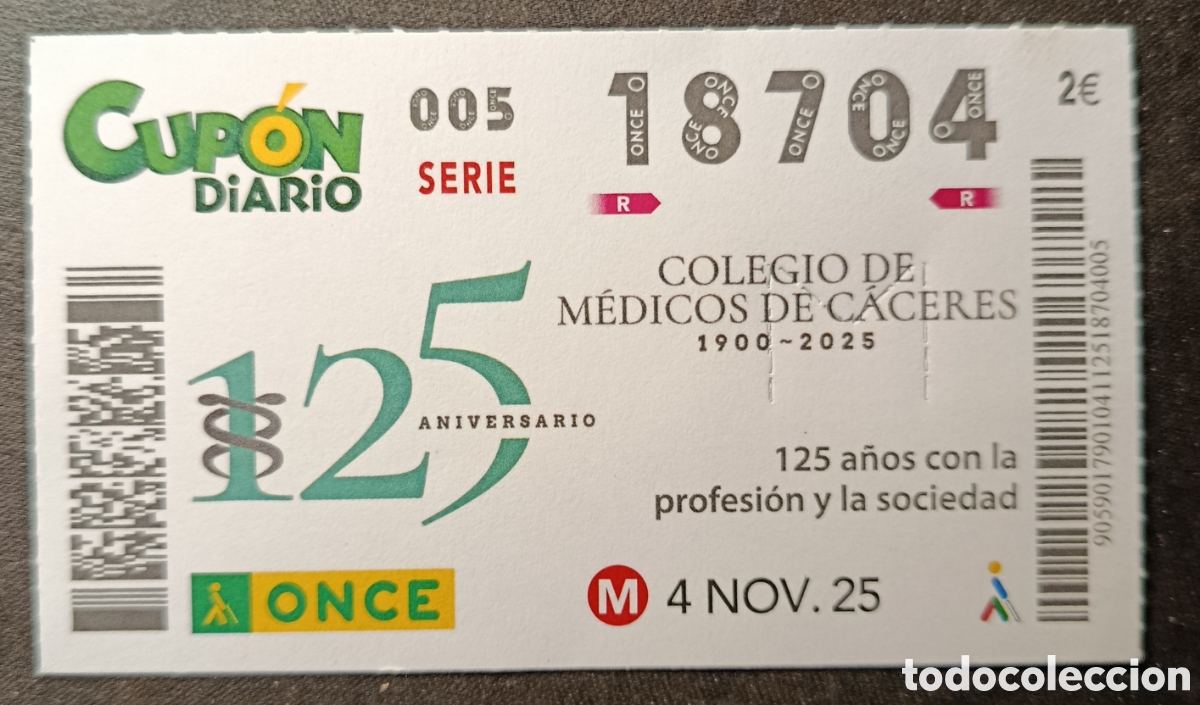 Cupones ONCE: N&deg; 18704 (4/NOVIEMBRE/2025)-C&Aacute;CERES - Foto 1
