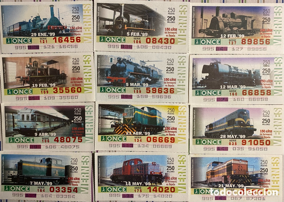 Cupones ONCE: Cupones ONCE del FERROCARRIL - Foto 4