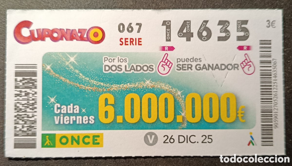 Cupones ONCE: N&deg; 14635 (26/DICIEMBRE/2025) - Foto 1