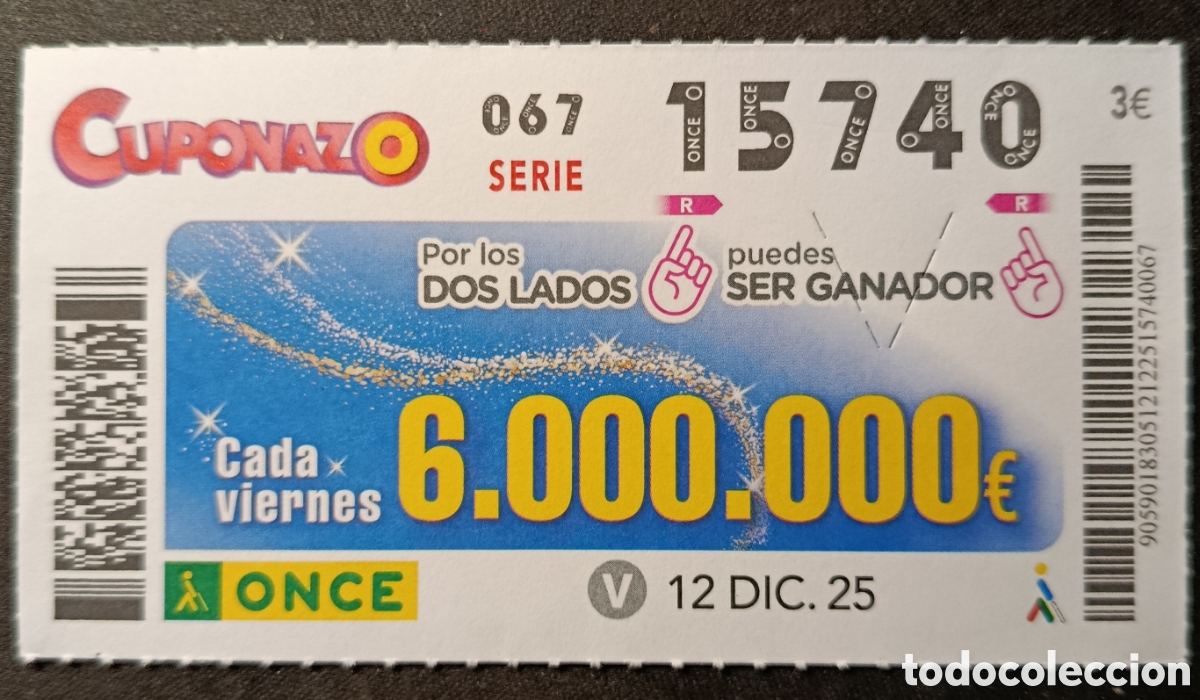 Cupones ONCE: N&deg; 15740 (12/DICIEMBRE/2025) - Foto 1
