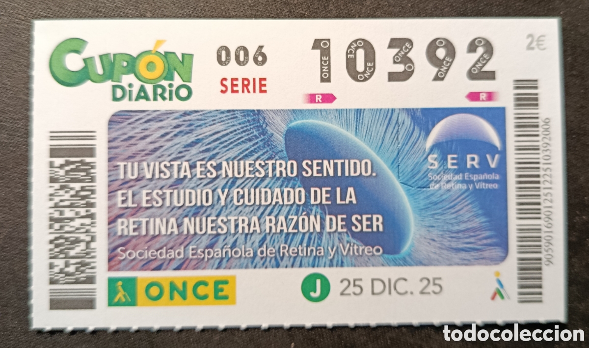 Cupones ONCE: N&deg; 10392 (25/DICIEMBRE/2025) - Foto 1