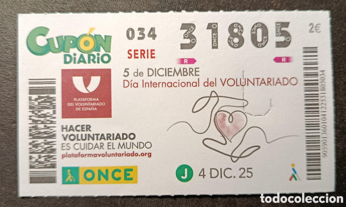 Cupones ONCE: N&deg; 31805 (4/DICIEMBRE/2025) - Foto 1