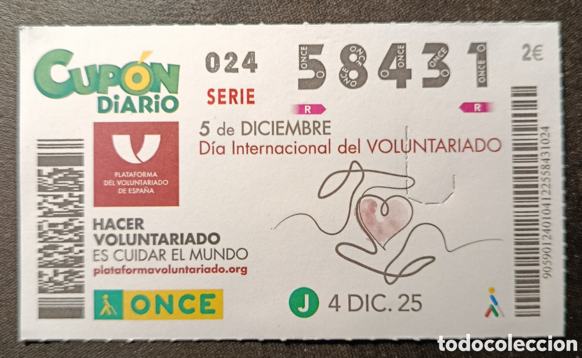 Cupones ONCE: N&deg; 58431 (4/DICIEMBRE/2025) - Foto 1