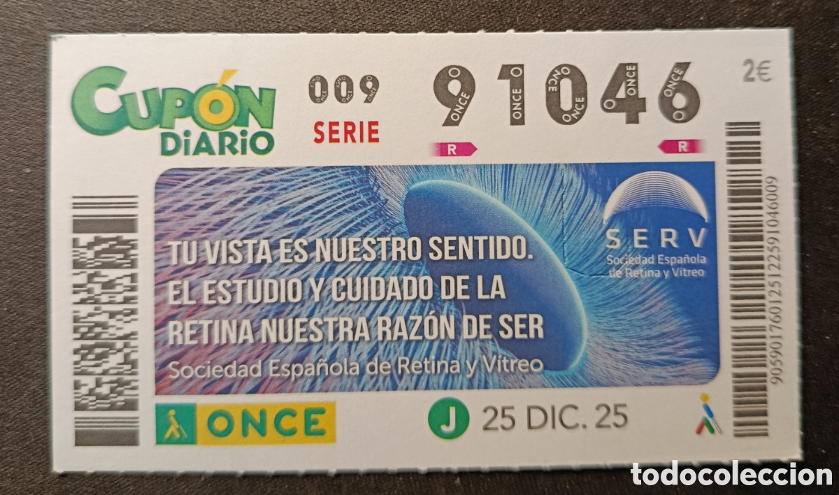 Cupones ONCE: N&deg; 91046 (25/DICIEMBRE/2025) - Foto 1