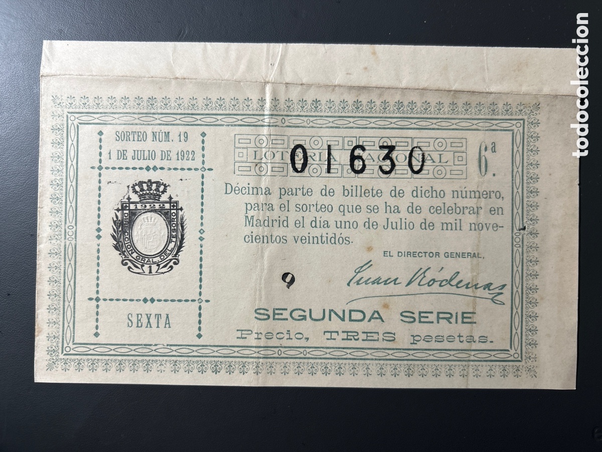 Cupones ONCE: Loteria A&ntilde;o 1922 Sorteo 19 - Foto 1