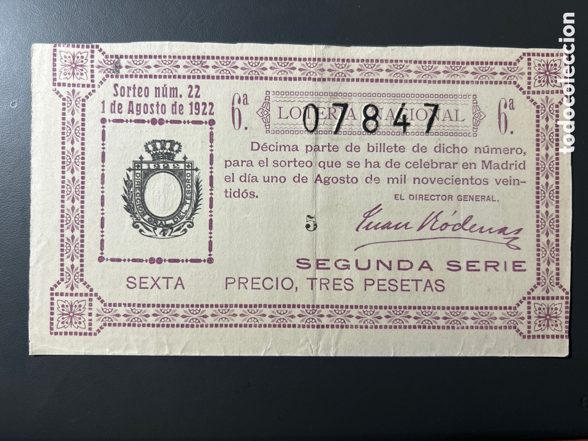 Cupones ONCE: Loteria A&ntilde;o 1922 Sorteo 22 - Foto 1
