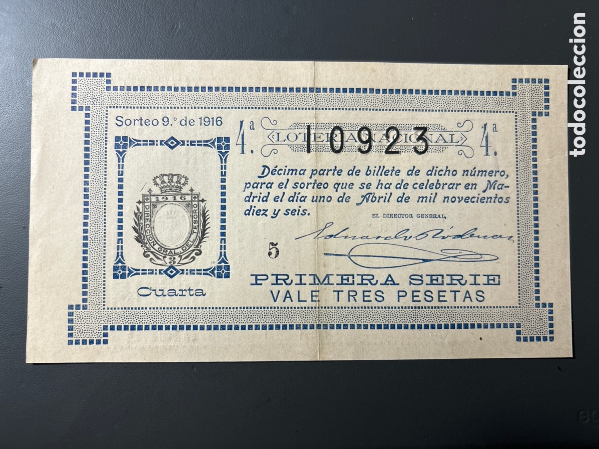 Cupones ONCE: Loteria A&ntilde;o 1916 Sorteo 9 - Foto 1
