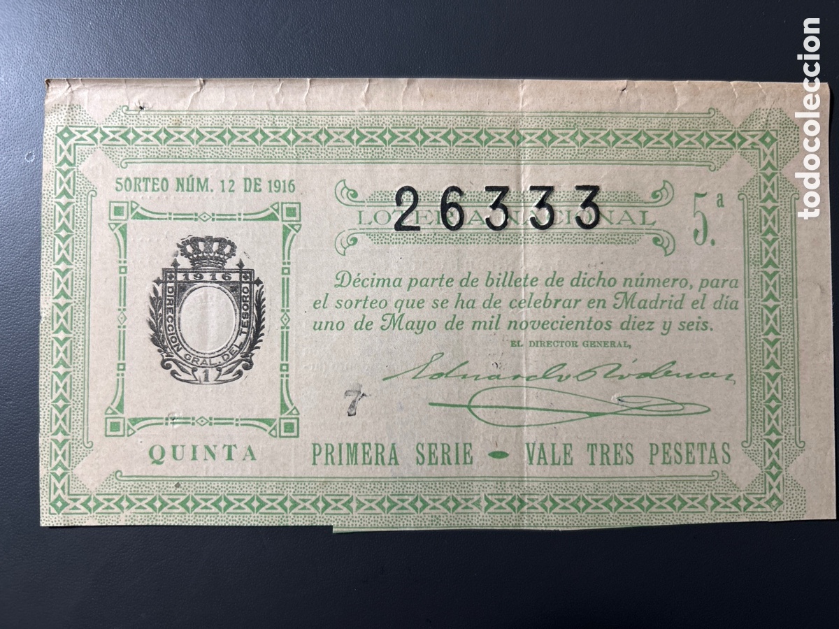 Cupones ONCE: Loteria A&ntilde;o 1916 Sorteo 12 - Foto 1