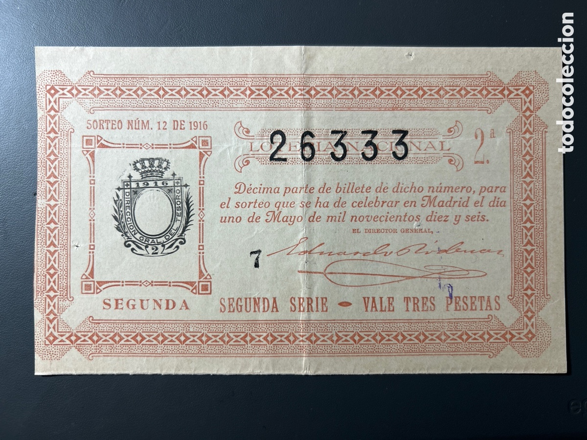 Cupones ONCE: Loteria A&ntilde;o 1916 Sorteo 12 - Foto 1