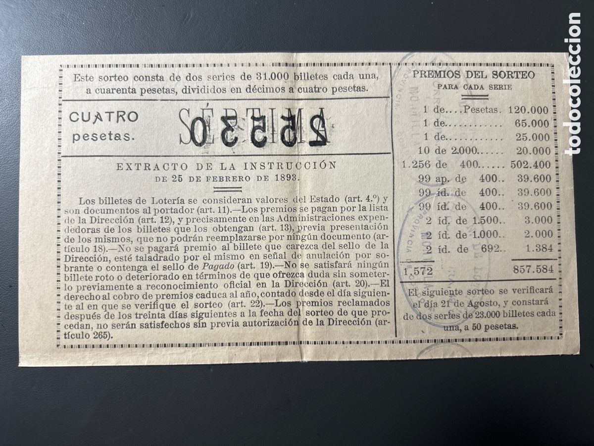 Cupones ONCE: Loteria A&ntilde;o 1916 Sorteo 22 - Foto 2