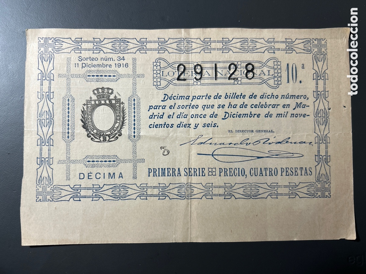 Cupones ONCE: Loteria A&ntilde;o 1916 Sorteo 34 - Foto 1