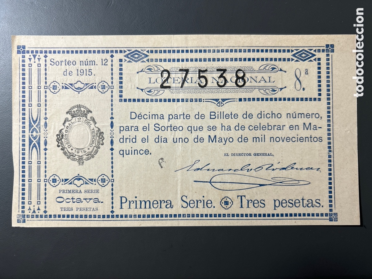 Cupones ONCE: Loteria A&ntilde;o 1915 Sorteo 12 - Foto 1
