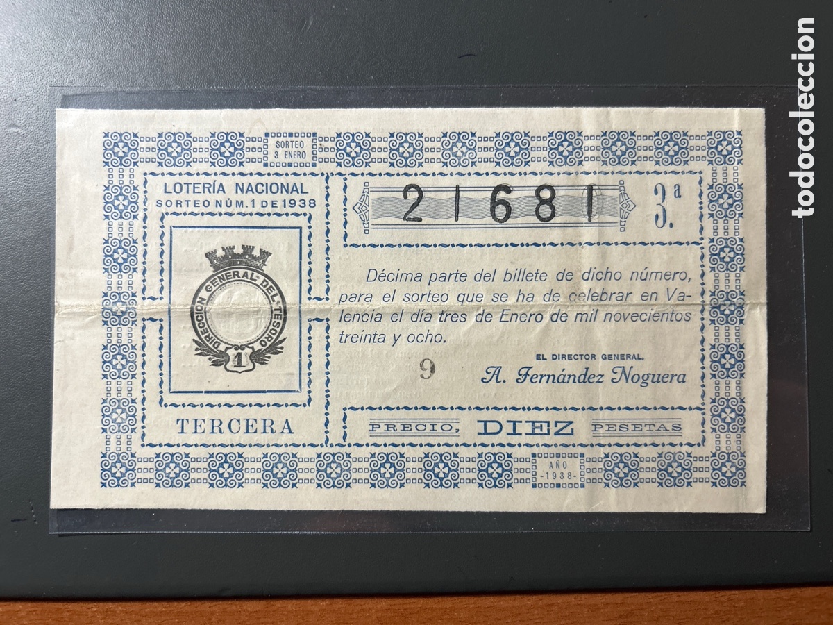 Cupones ONCE: Loteria A&ntilde;o 1938 Sorteo 1 - Foto 1