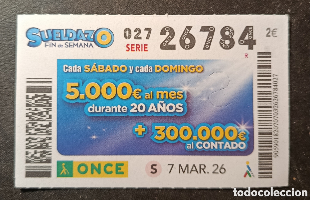 Cupones ONCE: N&deg; 26784 (7/MARZO/2026) - Foto 1