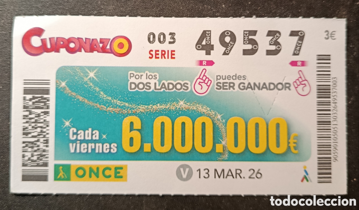 Cupones ONCE: N&deg; 49537 (13/MARZO/2026) - Foto 1