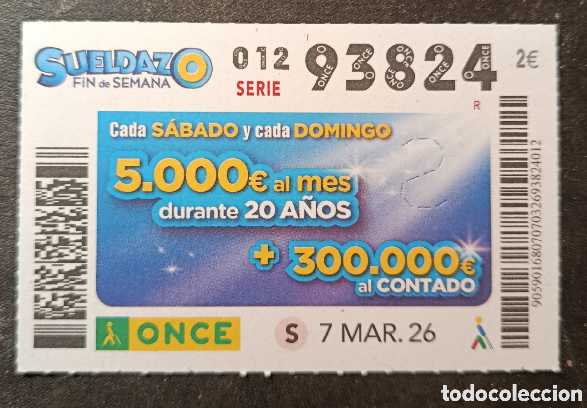 Cupones ONCE: N&deg; 93824 (7/MARZO/2026) - Foto 1