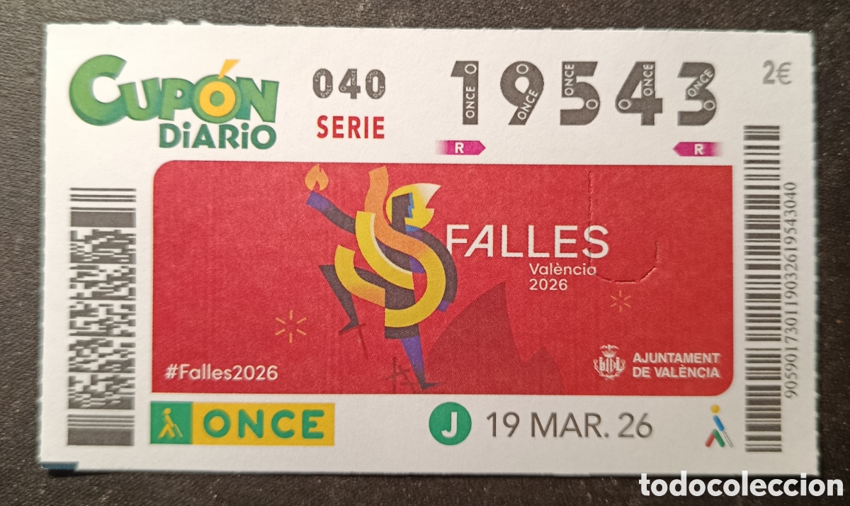 Cupones ONCE: N&deg; 19543 (19/MARZO/2026)-VALENCIA - Foto 1