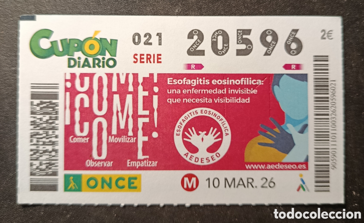Cupones ONCE: N&deg; 20596 (10/MARZO/2026) - Foto 1
