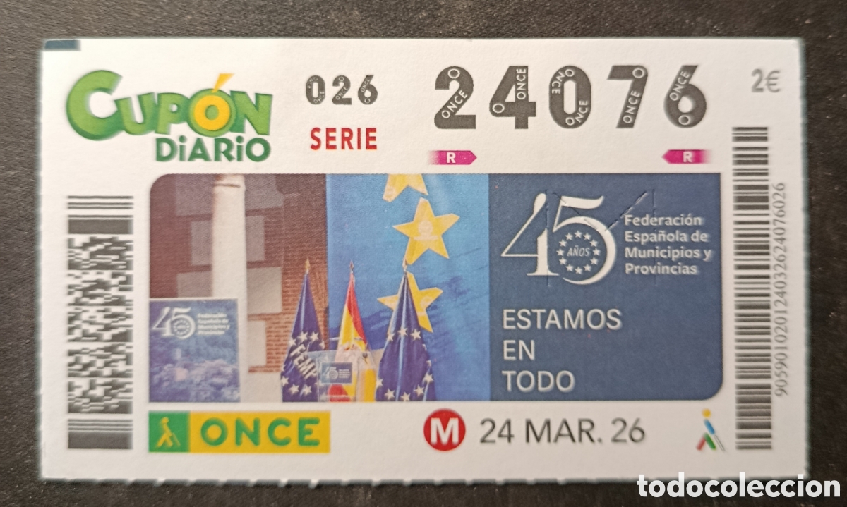 Cupones ONCE: N&deg; 24076 (24/MARZO/2026) - Foto 1
