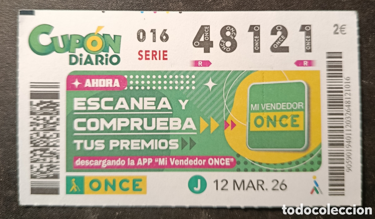 Cupones ONCE: N&deg; 48121 (12/MARZO/2026) - Foto 1