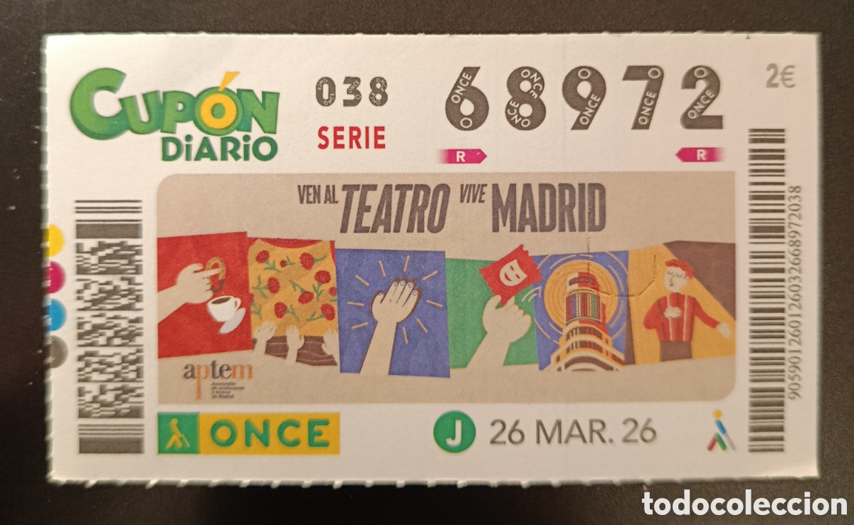 Cupones ONCE: N&deg; 68972 (26/MARZO/2026)-MADRID - Foto 1