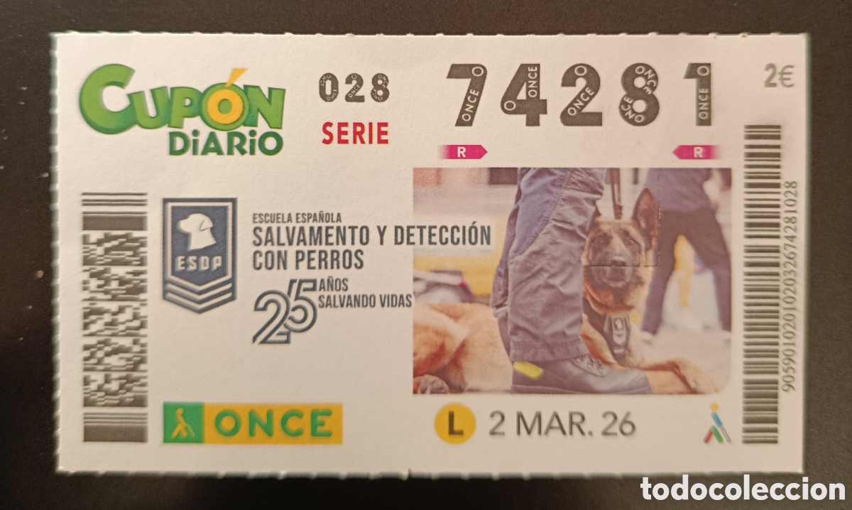 Cupones ONCE: N&deg; 74281 (2/MARZO/2026) - Foto 1