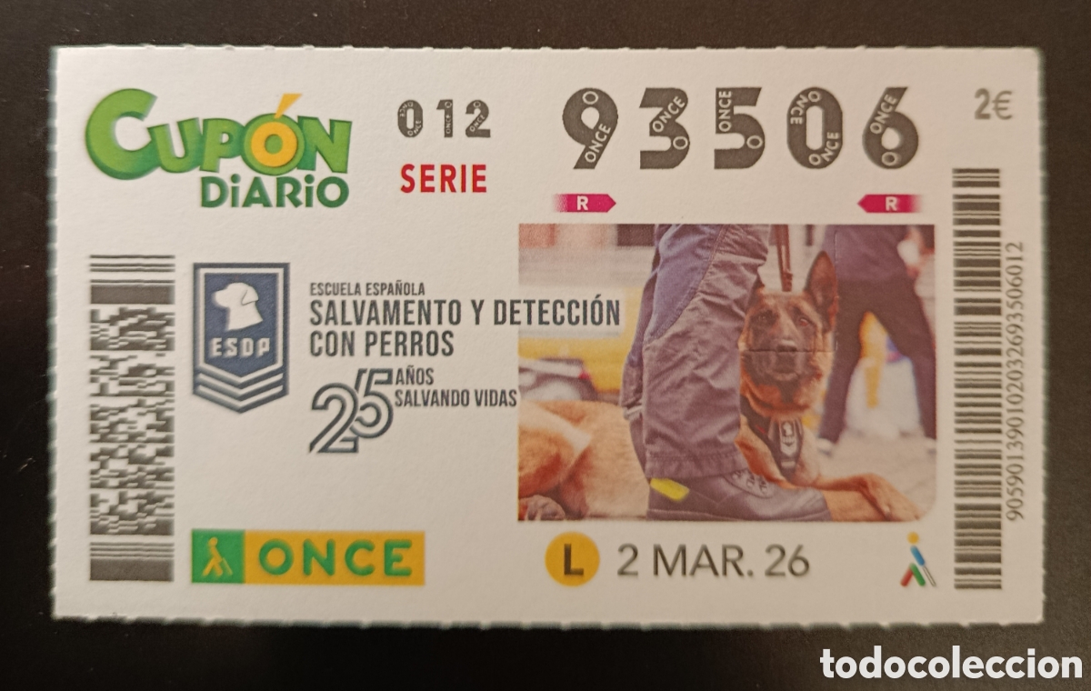 Cupones ONCE: N&deg; 93506 (2/MARZO/2026) - Foto 1