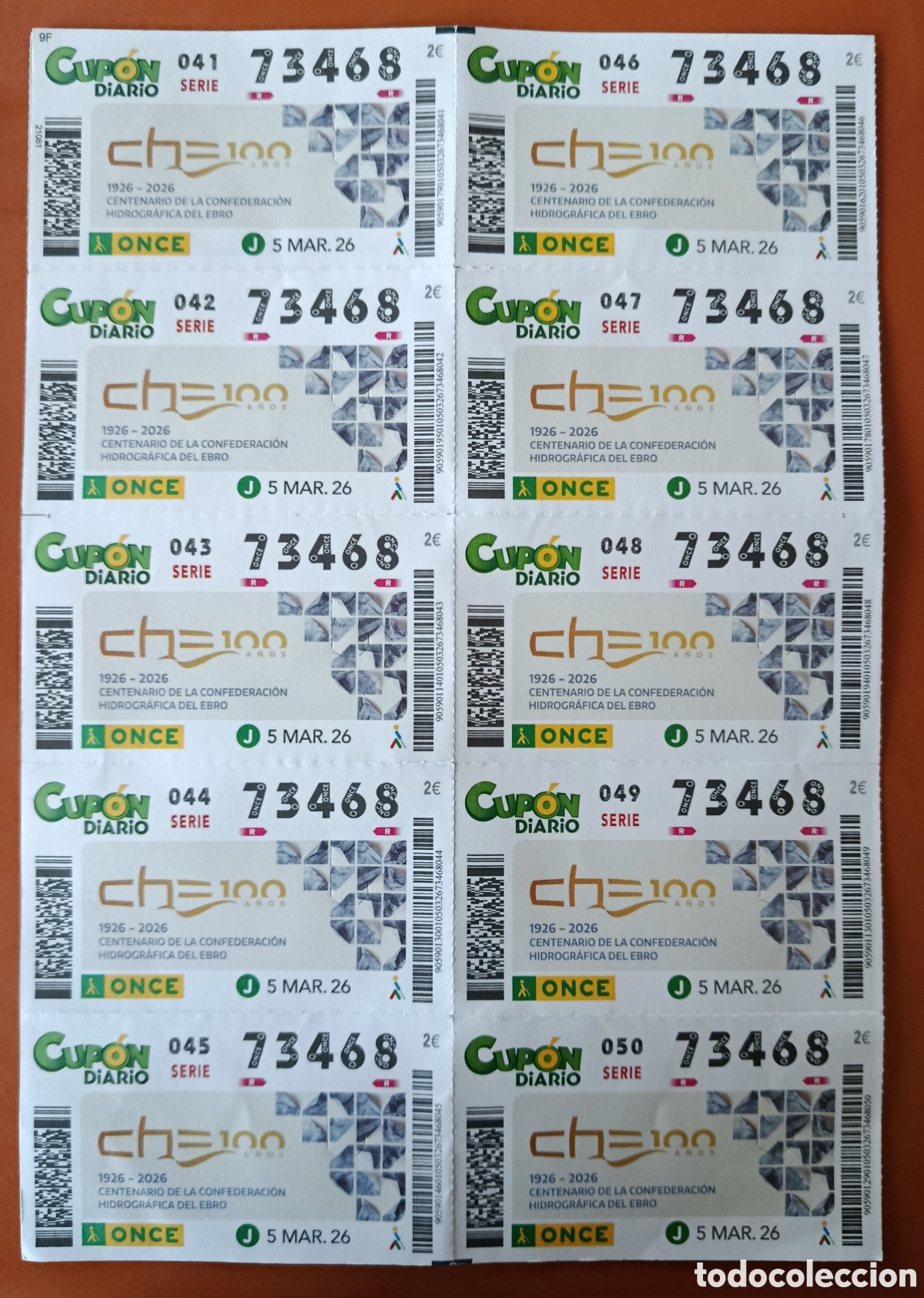 Cupones ONCE: N&deg; 73468 (5/MARZO/2026)/HOJA COMPLETA - Foto 1